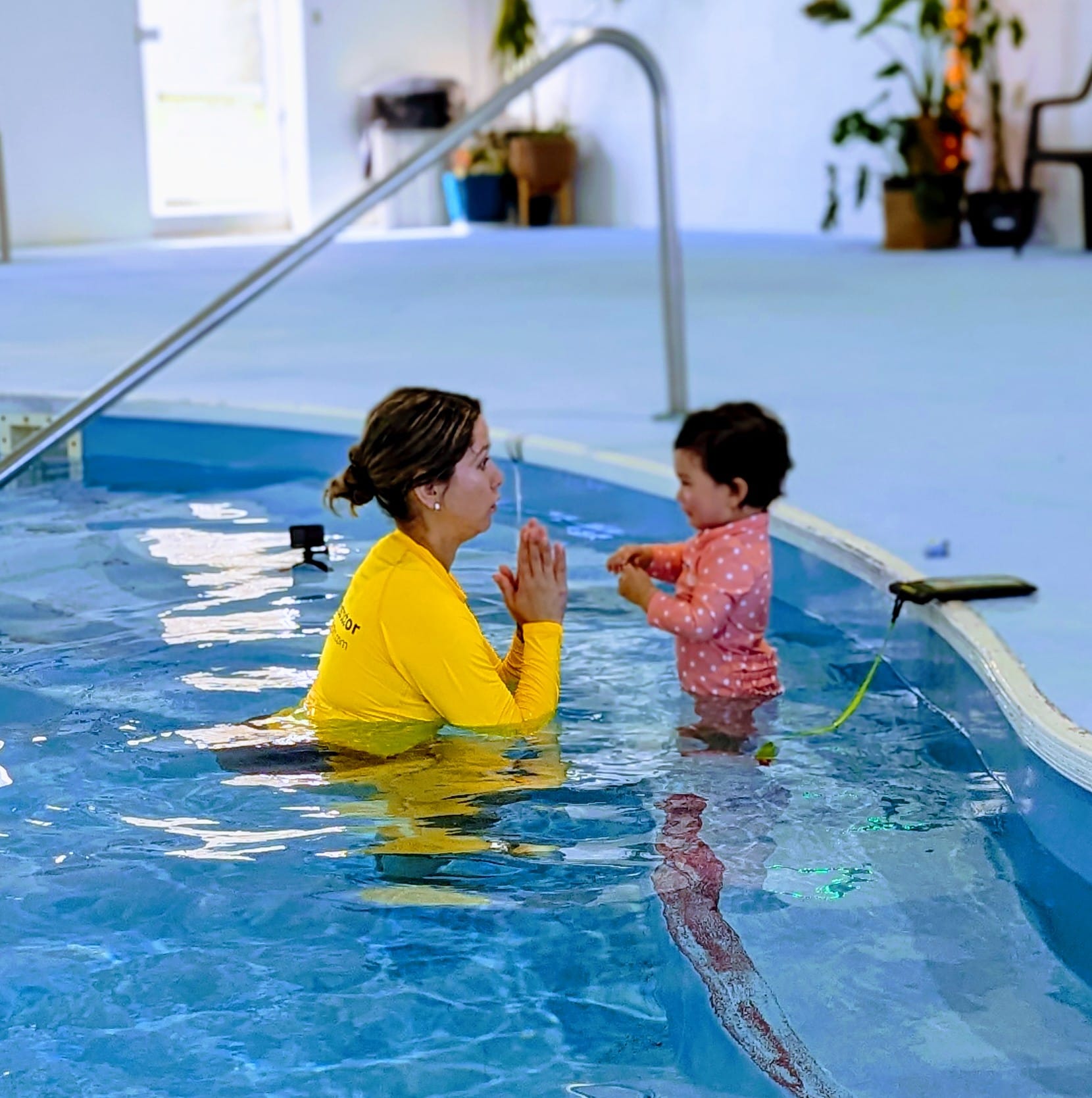 Cynthia with a toddler during an ISR lesson